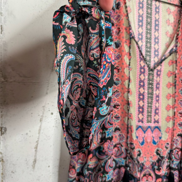 Tolani Deep V-Neck Silk Peasant Floral Print Tunic Top Oversize Silk Blouse 1X - Picture 5 of 10